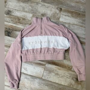 Ryderwear Women's Mauve and White Zip-Up Sweatshirt
